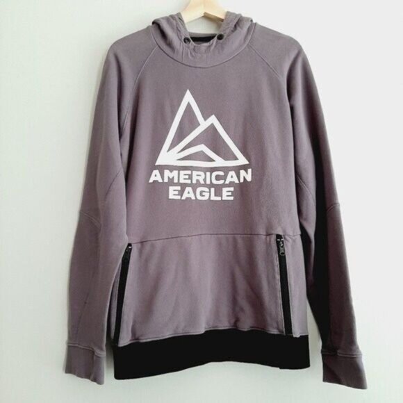 AEO Sweatshirt Hoodie Purple Pullover Top Men's Sz L Flawed - Picture 2 of 12